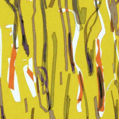 Viscose crepe okergroen met abstracte strepen